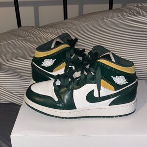 Kids Green and White Jordan  Sneakers